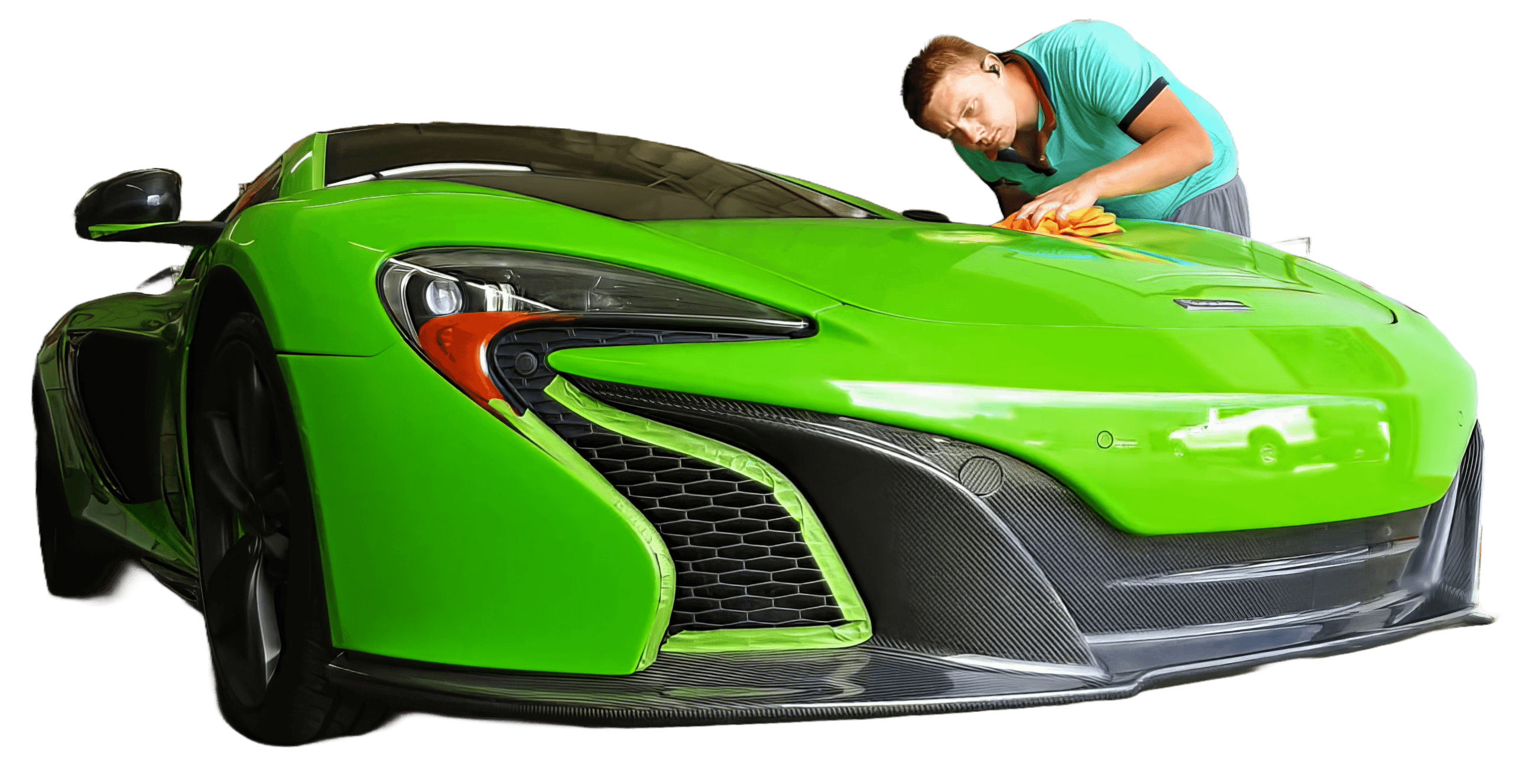 Expert inspecting car for paint imperfections at Glass Reflections Dent Repair in Sacramento