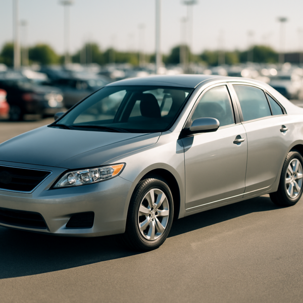 Clean used car at a sunny dealership lot - do dents affect trade-in value