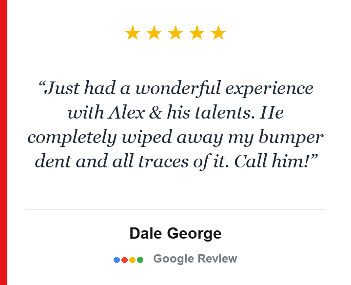 Five-star Google review for Glass Reflection Dent Repair