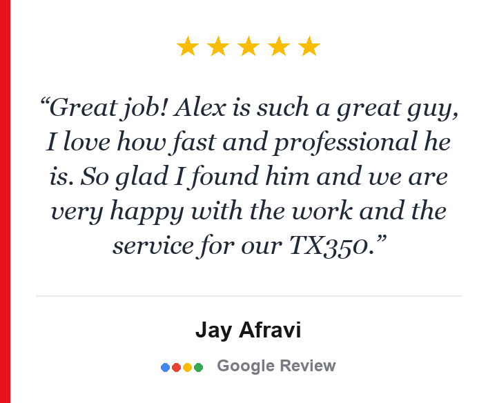 Five-star Google review for Glass Reflection Dent Repair